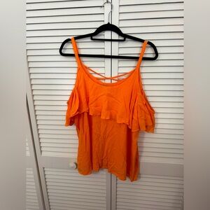 Orange Ruffle Strap Top Size XL